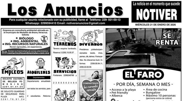 ...LOS ANUNCIOS, AVISOS Y DEMÁS! - MIÉRCOLES, 21 DE ENERO 2026