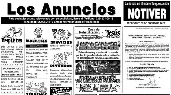 ...LOS ANUNCIOS, AVISOS Y DEMÁS! - MIÉRCOLES, 07 DE ENERO 2026