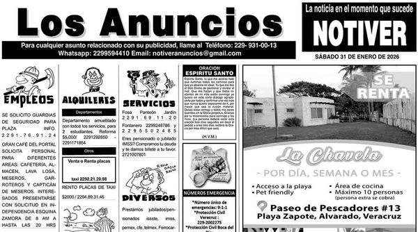 ...LOS ANUNCIOS, AVISOS Y DEMÁS! - SÁBADO, 31 DE ENERO 2026