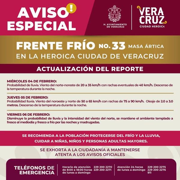 ¡OTRO NORTE  TRAE EL FRENTE FRÍO 33! - *Y heladas en zonas montañosas