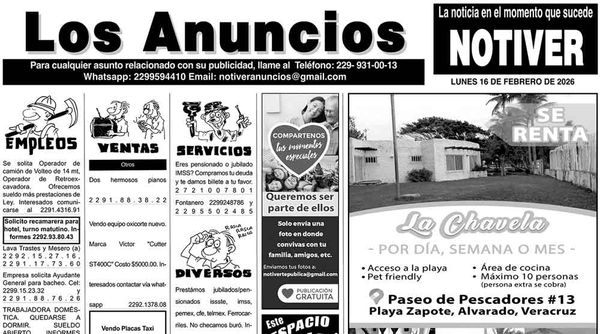 ...LOS ANUNCIOS, AVISOS Y DEMÁS! - LUNES, 16 DE FEBRERO 2026