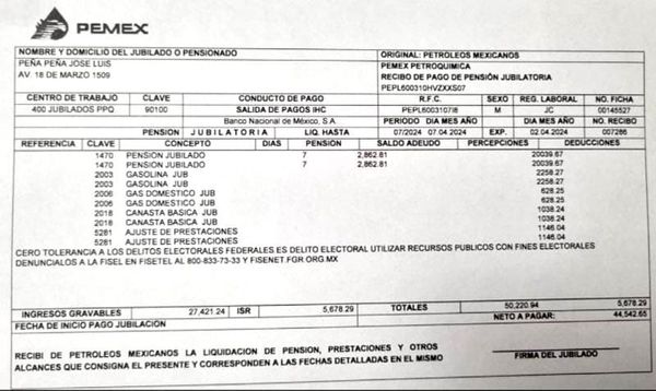 ¡DOBLE PENSIÓN DEL SEÑOR PEÑA! - EN PEMEX