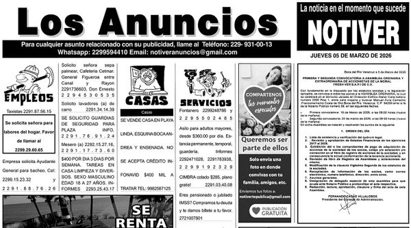 ...LOS ANUNCIOS, AVISOS Y DEMÁS! - JUEVES, 5 DE MARZO 2026