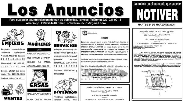 ...LOS ANUNCIOS, AVISOS Y DEMÁS! - MARTES, 24 DE MARZO 2026