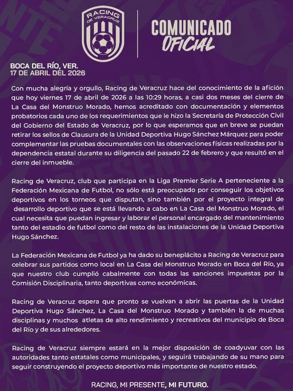 ¡A PUNTO DE REGRESAR A LA “HUGO SÁNCHEZ”!