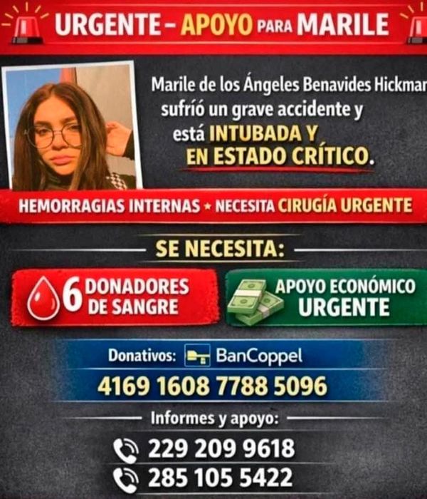 ¡SOS PARA MARILÉ! - *Piden ayuda para joven accidentada en Plaza Américas
