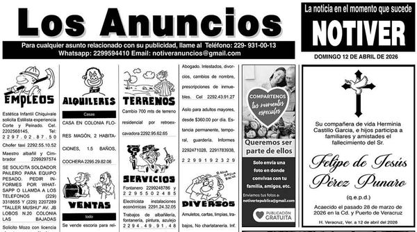 ...LOS ANUNCIOS, AVISOS Y DEMÁS! - DOMINGO, 12 DE ABRIL 2026