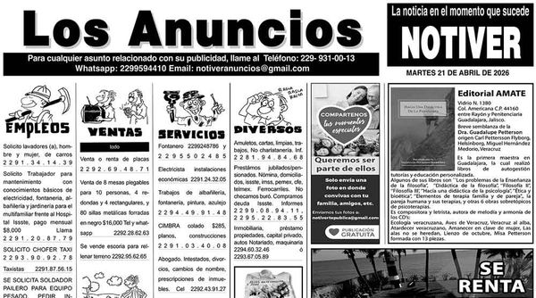 ...LOS ANUNCIOS, AVISOS Y DEMÁS! - MARTES, 21 DE ABRIL 2026