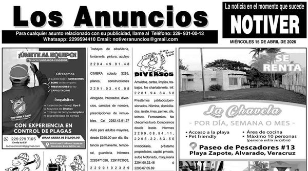 ...LOS ANUNCIOS, AVISOS Y DEMÁS! - MIÉRCOLES, 15 DE ABRIL 2026