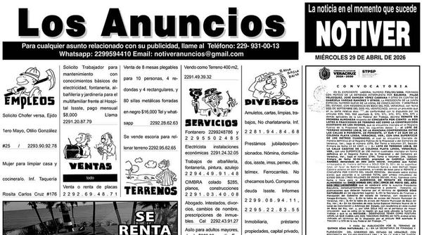 ...LOS ANUNCIOS, AVISOS Y DEMÁS! - MIÉRCOLES, 29 DE ABRIL 2026