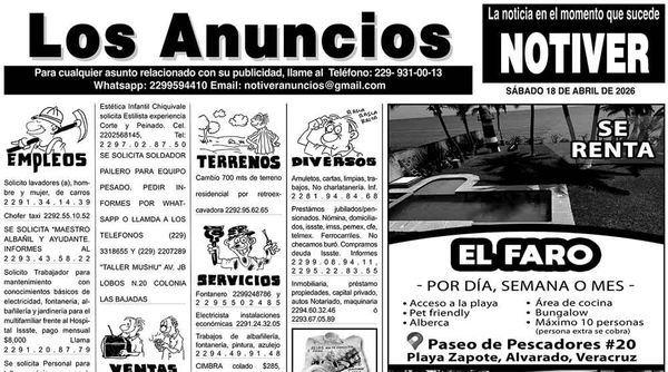 ...LOS ANUNCIOS, AVISOS Y DEMÁS! - SÁBADO, 18 DE ABRIL 2026