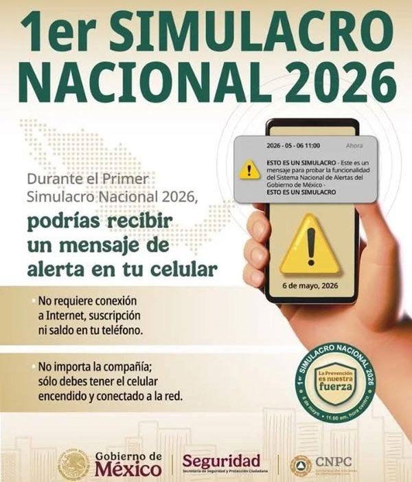 ¡SIMULACRO NACIONAL! - *Alertarmiento vía teléfono celular a las 11 horas