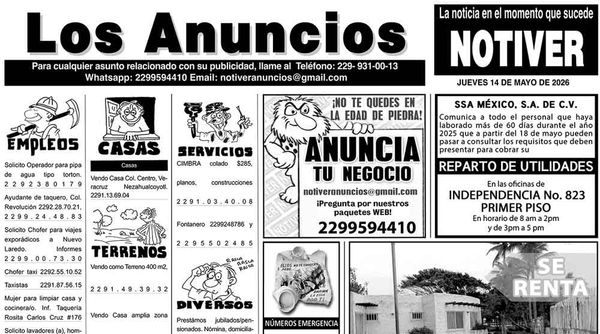 ...LOS ANUNCIOS, AVISOS Y DEMÁS! - JUEVES, 14 DE MAYO 2026