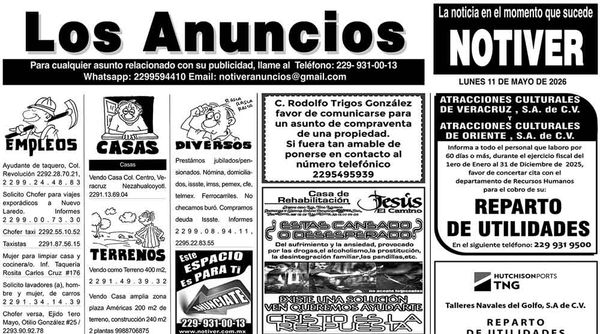 ...LOS ANUNCIOS, AVISOS Y DEMÁS! - LUNES, 11 DE MAYO 2026