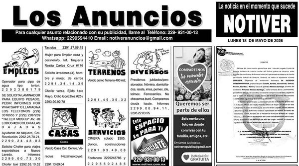 ...LOS ANUNCIOS, AVISOS Y DEMÁS! - LUNES, 18 DE MAYO 2026