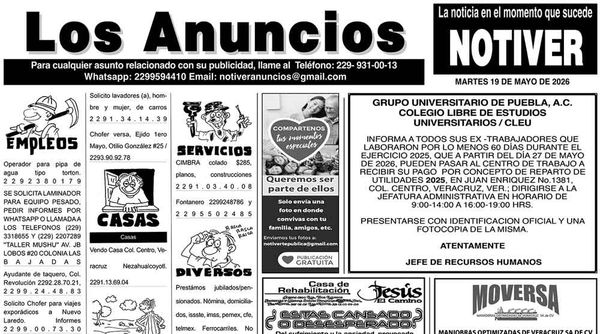 ...LOS ANUNCIOS, AVISOS Y DEMÁS! - MARTES, 19 DE MAYO 2026