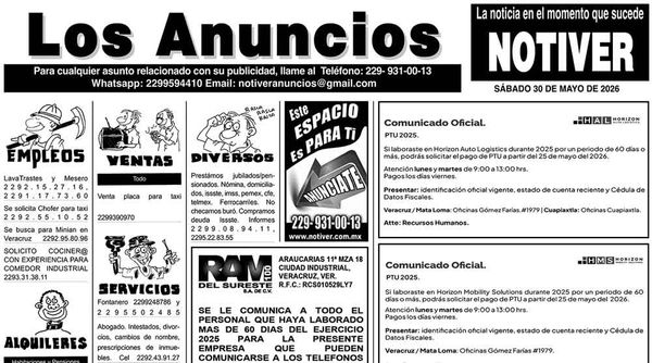 ...LOS ANUNCIOS, AVISOS Y DEMÁS! - SÁBADO, 30 DE MAYO 2026