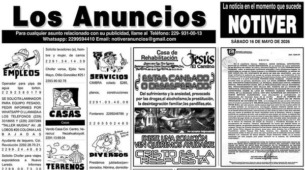 ...LOS ANUNCIOS, AVISOS Y DEMÁS! - SÁBADO, 16 DE MAYO 2026