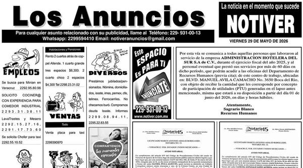 ...LOS ANUNCIOS, AVISOS Y DEMÁS! - VIERNES, 29 DE MAYO 2026