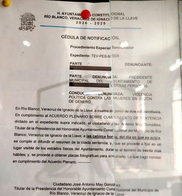 ¡TARJETA ROJA A EXALCALDE! - *De Río Blanco por violencia política de género