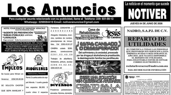 ...LOS ANUNCIOS, AVISOS Y DEMÁS! - JUEVES, 4 DE JUNIO 2026