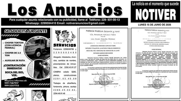 ...LOS ANUNCIOS, AVISOS Y DEMÁS! - LUNES, 15 DE JUNIO 2026
