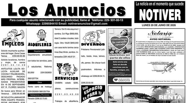 ...LOS ANUNCIOS, AVISOS Y DEMÁS! - LUNES, 29 DE JUNIO 2026