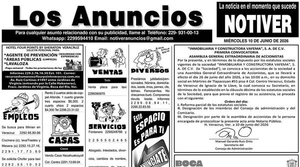 ...LOS ANUNCIOS, AVISOS Y DEMÁS! - MIÉRCOLES, 10 DE JUNIO 2026