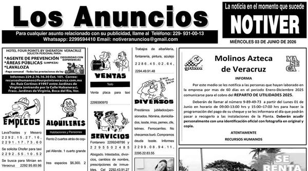 ...LOS ANUNCIOS, AVISOS Y DEMÁS! - MIÉRCOLES, 3 DE JUNIO 2026