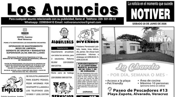 ...LOS ANUNCIOS, AVISOS Y DEMÁS! - SÁBADO, 20 DE JUNIO 2026