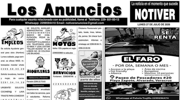 ...LOS ANUNCIOS, AVISOS Y DEMÁS! - LUNES, 27 DE JULIO 2026