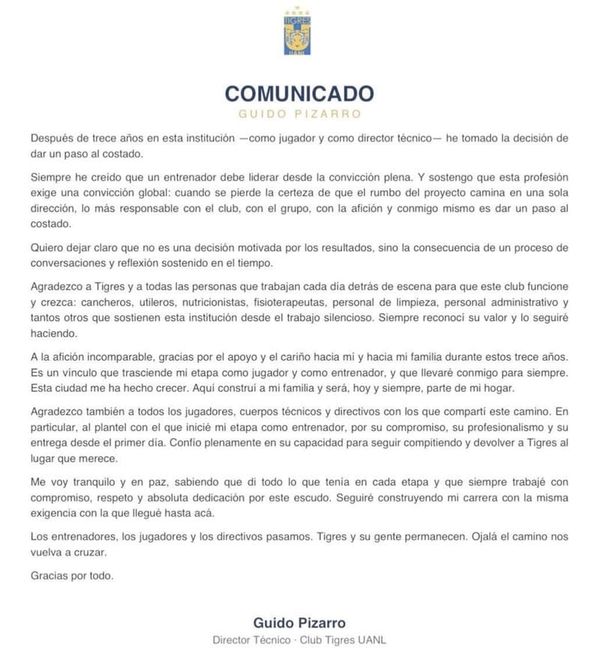 ¡RENUNCIA PIZARRO COMO DT DE TIGRES!