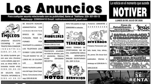 ...LOS ANUNCIOS, AVISOS Y DEMÁS! - LUNES, 20 DE JULIO 2026