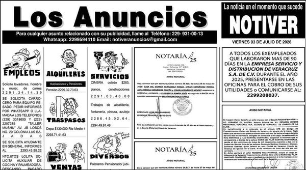 ...LOS ANUNCIOS, AVISOS Y DEMÁS! - VIERNES, 3 DE JULIO 2026