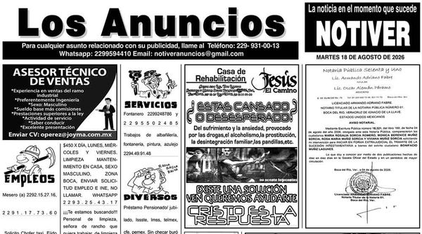 ...LOS ANUNCIOS, AVISOS Y DEMÁS! - MARTES, 18 DE AGOSTO 2026