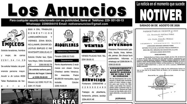 ...LOS ANUNCIOS, AVISOS Y DEMÁS! - SÁBADO, 8 DE AGOSTO 2026