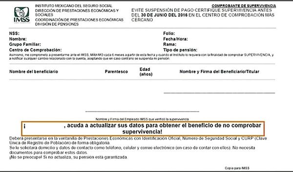 ¡PENSIONADOS TIENEN QUE PRESENTAR EL CERTIFICADO DE SUPERVIVENCIA!