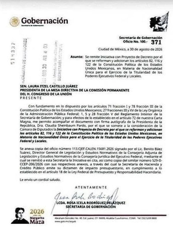 ¡RECIBE SENADO LA INICIATIVA PRESIDENCIAL DE DOBLE NACIONALIDAD!