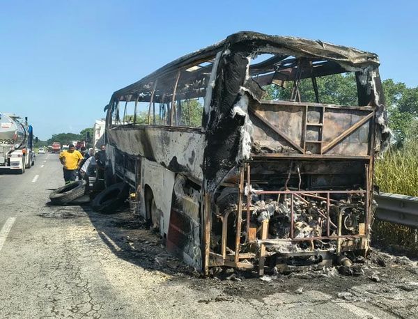 ¡ARDE AUTOBÚS ADO EN LA AUTOPISTA!