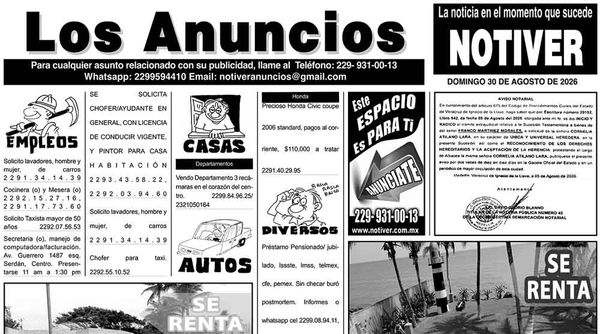 ...LOS ANUNCIOS, AVISOS Y DEMÁS! - DOMINGO, 30 DE AGOSTO 2026