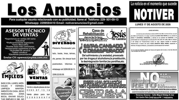 ...LOS ANUNCIOS, AVISOS Y DEMÁS! - LUNES, 17 DE AGOSTO 2026