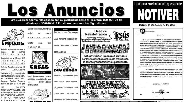 ...LOS ANUNCIOS, AVISOS Y DEMÁS! - LUNES, 31 DE AGOSTO 2026