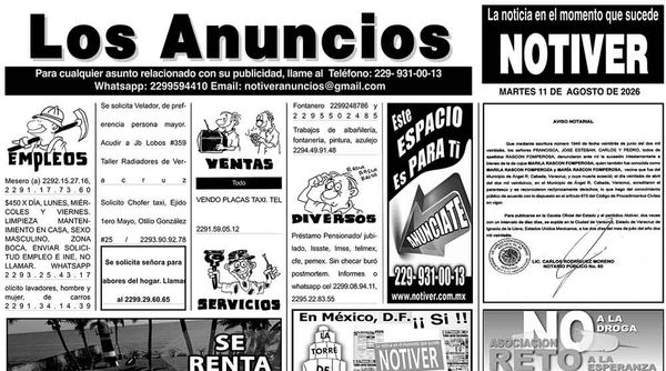 ...LOS ANUNCIOS, AVISOS Y DEMÁS! - MARTES, 11 DE AGOSTO 2026