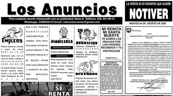 LOS ANUNCIOS, AVISOS Y DEMÁS! - MARTES, 4 DE AGOSTO 2026...