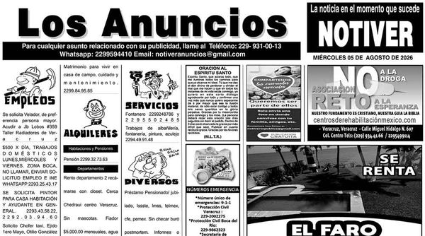 LOS ANUNCIOS, AVISOS Y DEMÁS! - MIÉRCOLES, 5 DE AGOSTO 2026...
