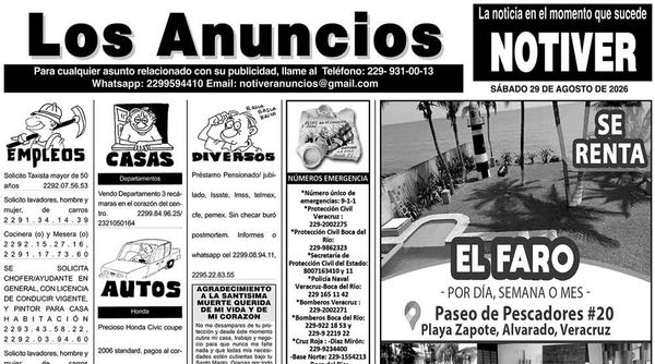 ...LOS ANUNCIOS, AVISOS Y DEMÁS! - SÁBADO, 29 DE AGOSTO 2026