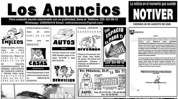 ...LOS ANUNCIOS, AVISOS Y DEMÁS! - VIERNES, 28 DE AGOSTO 2026