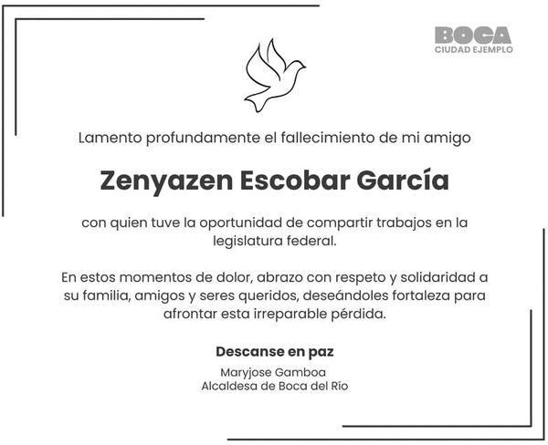 LAMENTO PROFUNDAMENTE EL FALLECIMIENTO DE MI AMIGO: ZENYAZEN ESCOBAR GARCÍA