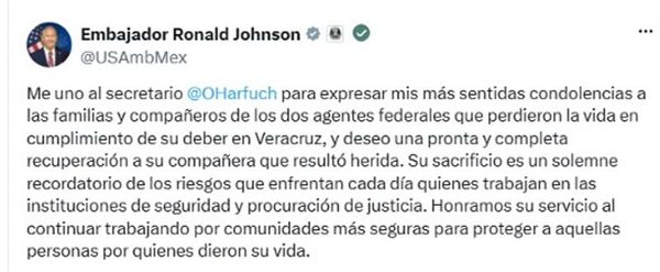 ¡MANDA CONDOLENCIAS! - EL EMBAJADOR DE EU