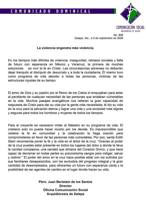 ¡QUE PAREN LA VIOLENCIA! - PIDE IGLESIA CATÓLICA